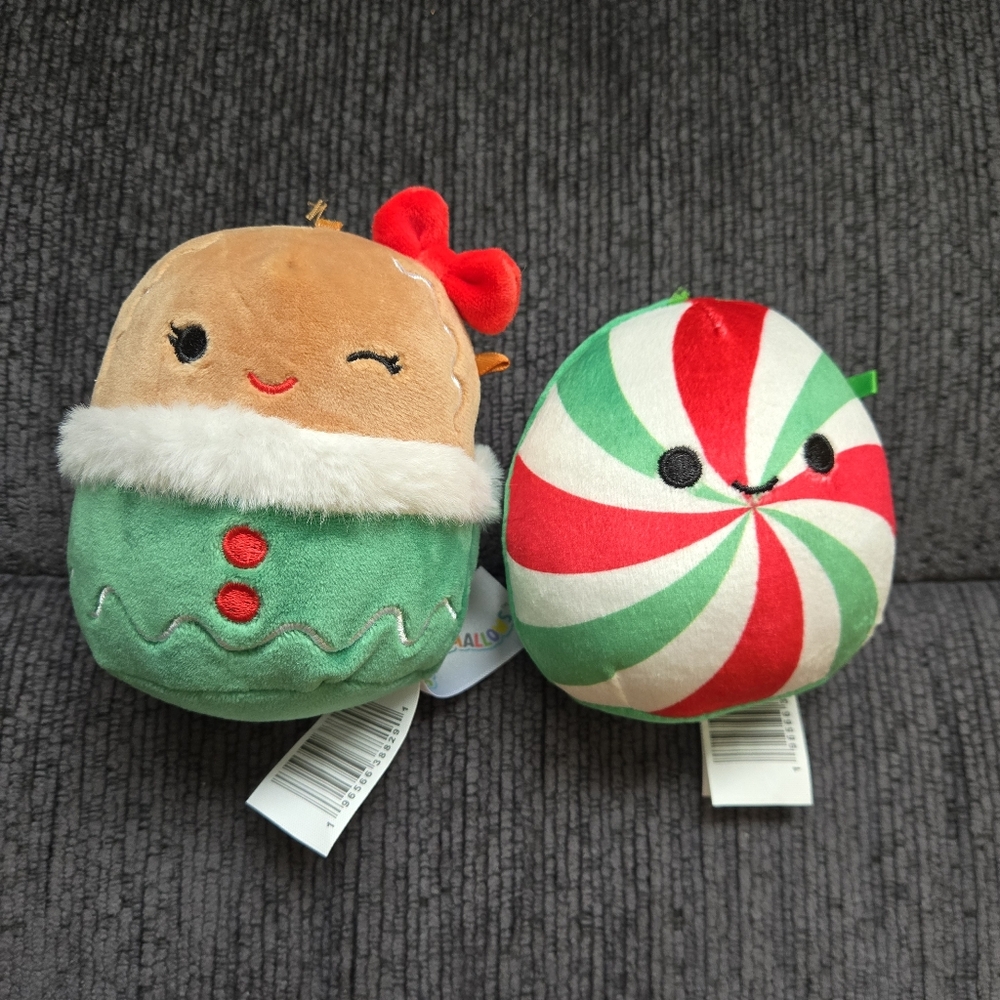 Squishmallows Gina The Gingerbread & Dulce The Peppermint Candy Plush